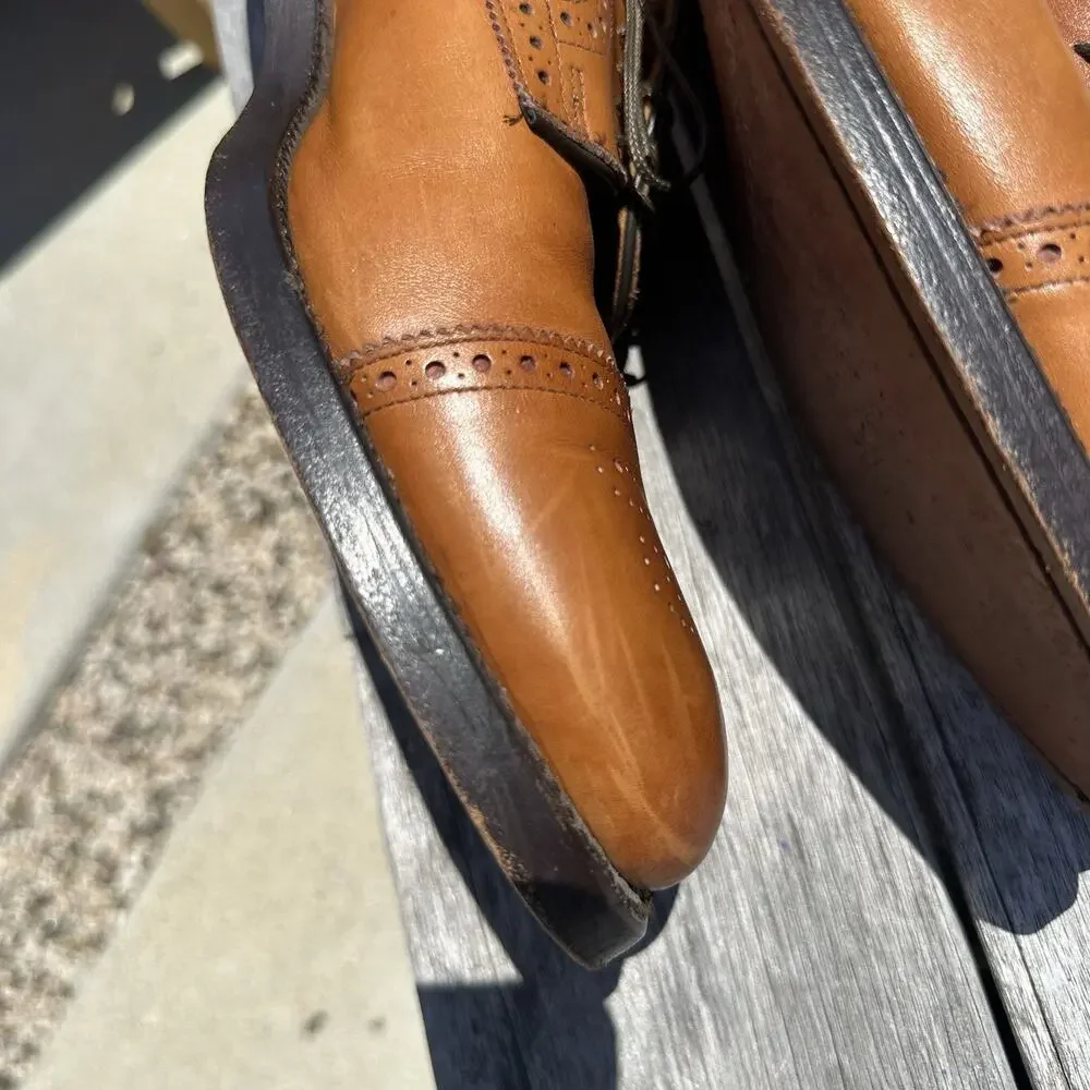 Allen Edmonds Lexington Oxford Brogue Cap-Toe Men Shoes Walnut Brown 12.5 B